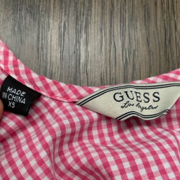 Guess halter spaghetti strap gingham checkered print red and white top XS - Picture 3 of 6